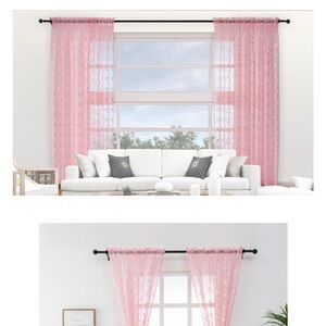 Curtain Set- Pink Sheer & Silver Foil Curtains (set of 2)